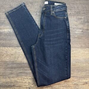 American Tall‎ Jeans Womens 25T Emma High Rise Relaxed Tapered Faded Dark Indigo